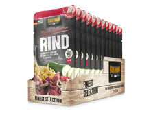 Load image into Gallery viewer, Case of 12 Pouches Sachets of Belcando Beef with spaghetti and courgette 125g . Probably the best wet dog food in Ireland. SKU 511615